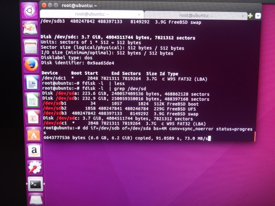 dd(1)ing via Ubuntu